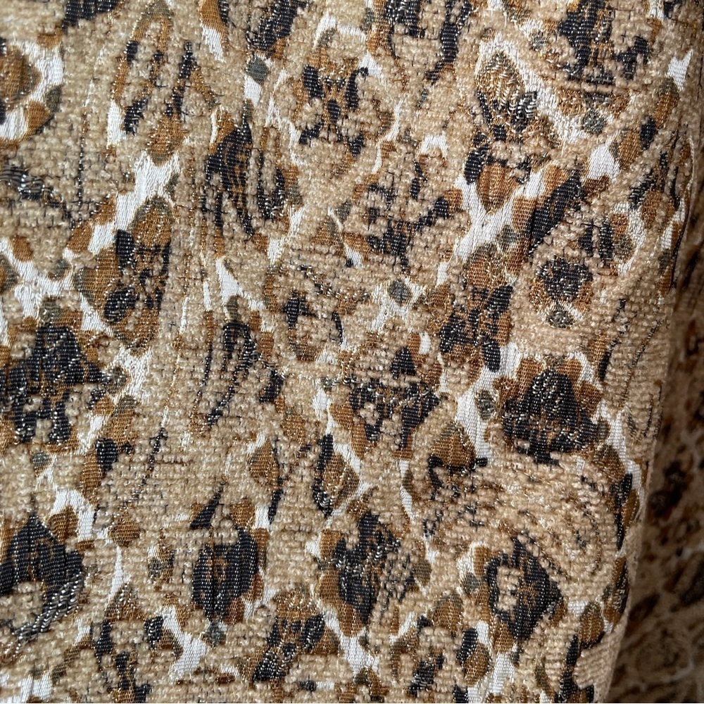 Chico's Metallic Gold Tapestry Pea Coat Majestic Art to Wear Unique Cuff Details - Picture 8 of 11